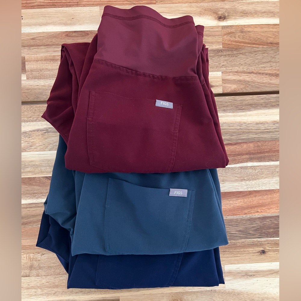 Figs Burgundy and Blue Scrub Pants